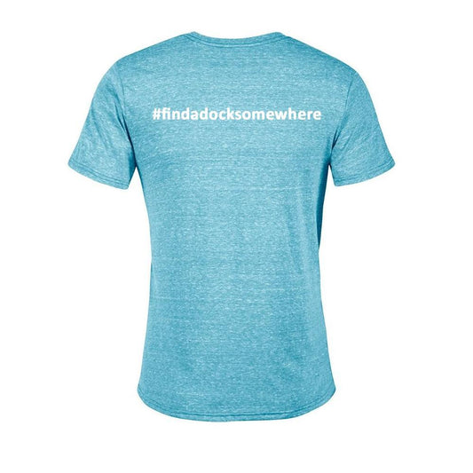 Docktails Men's Semi-Fitted Tee in Aqua Heather, perfect for your beach bar and dock pub adventures
