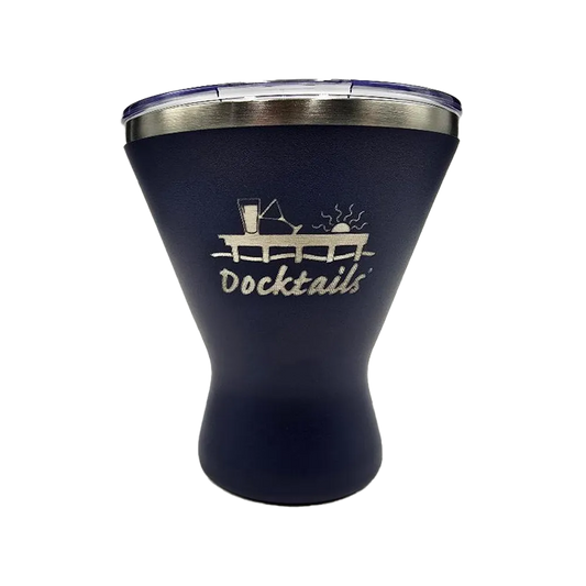Navy Docktails stemless insulated martini cup with lid