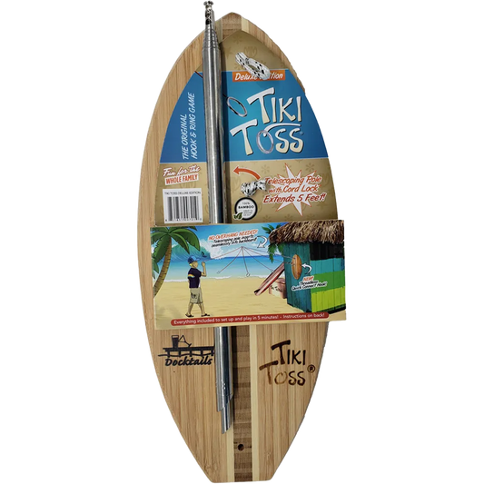 Docktails Tiki Toss surfboard hook-and-ring game with pole and ring