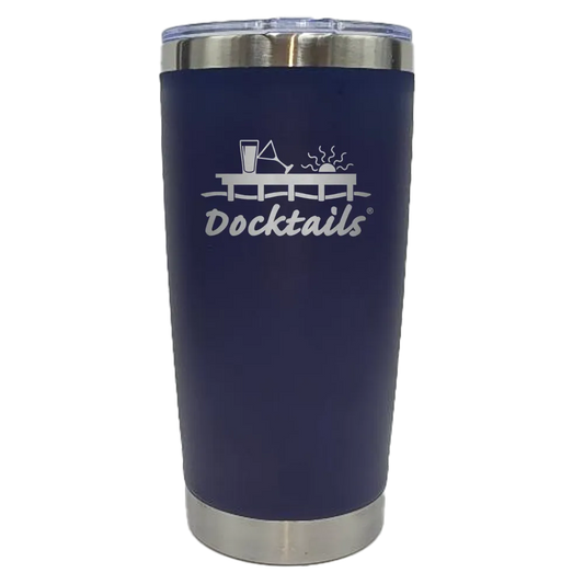 Navy Docktails 20oz insulated tumbler with clear lid