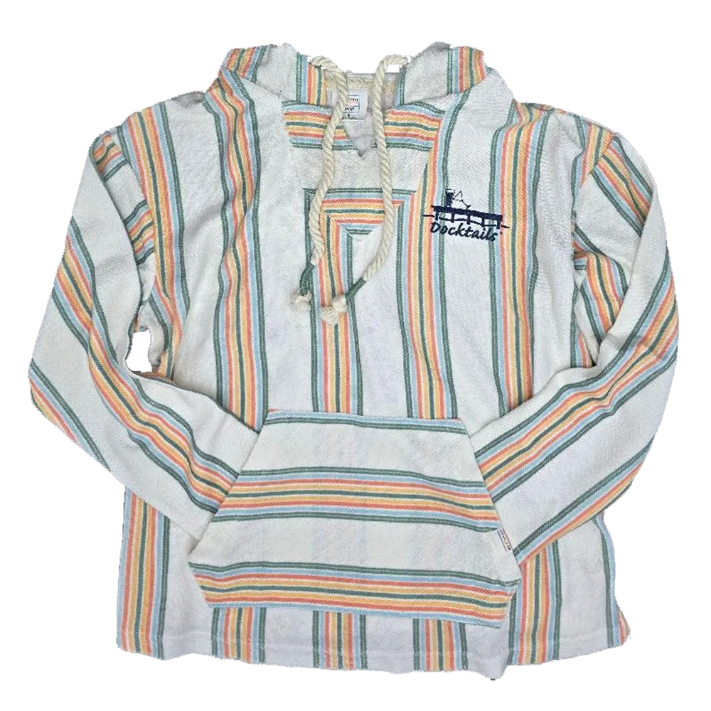 Docktails Perfect Beach Hoodie in orange, green and blue stripes