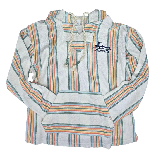 Docktails Perfect Beach Hoodie in orange, green and blue stripes