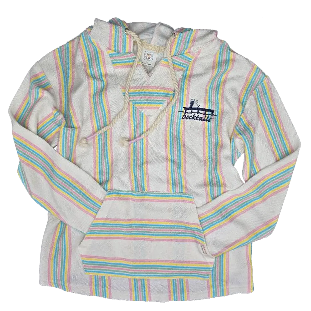 Docktails Perfect Beach Hoodie in pastel pink, blue and yellow stripes
