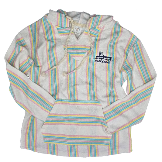 Docktails Perfect Beach Hoodie in pastel pink, blue and yellow stripes