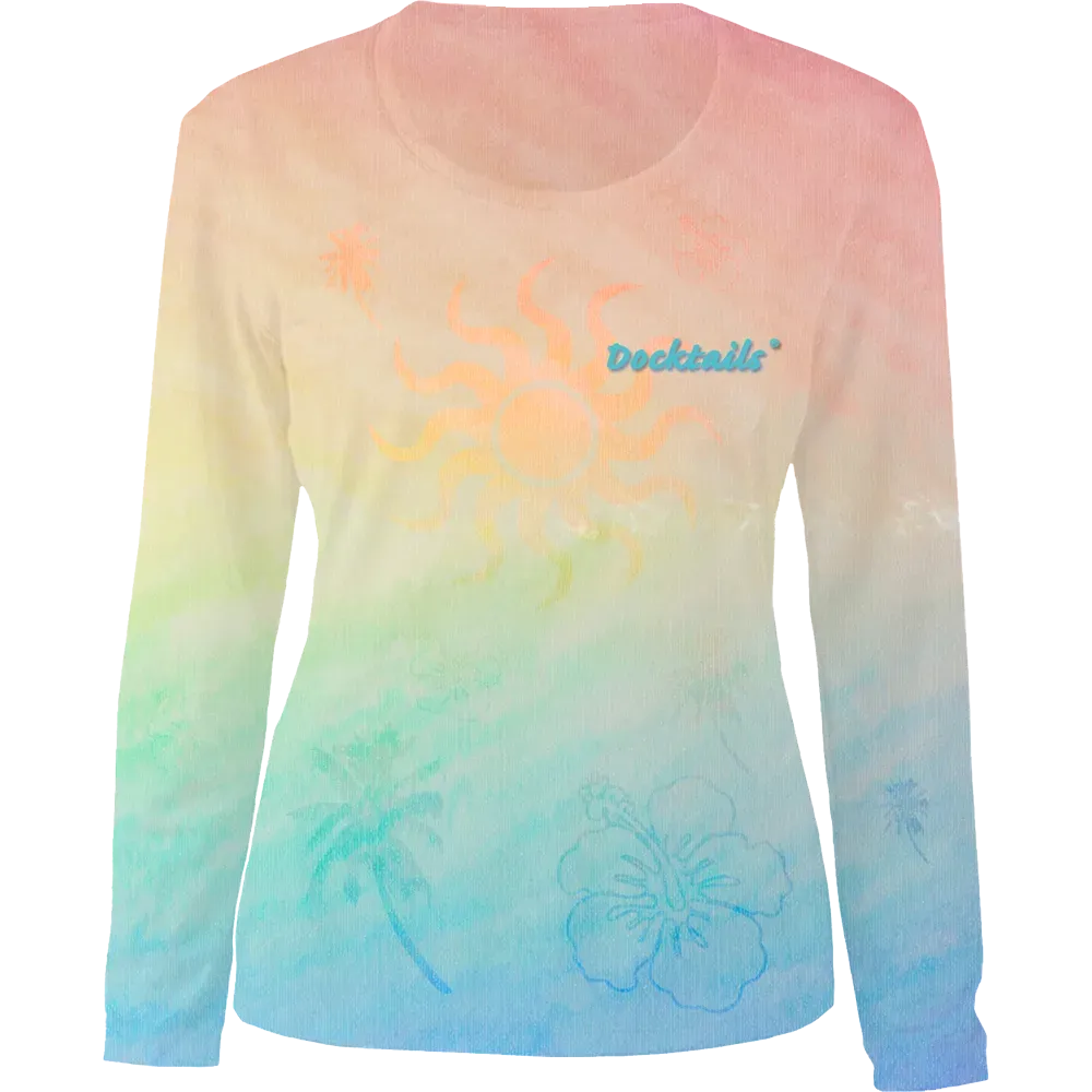 Women's Docktails UPF 50 sun shirt in a colorful boho print